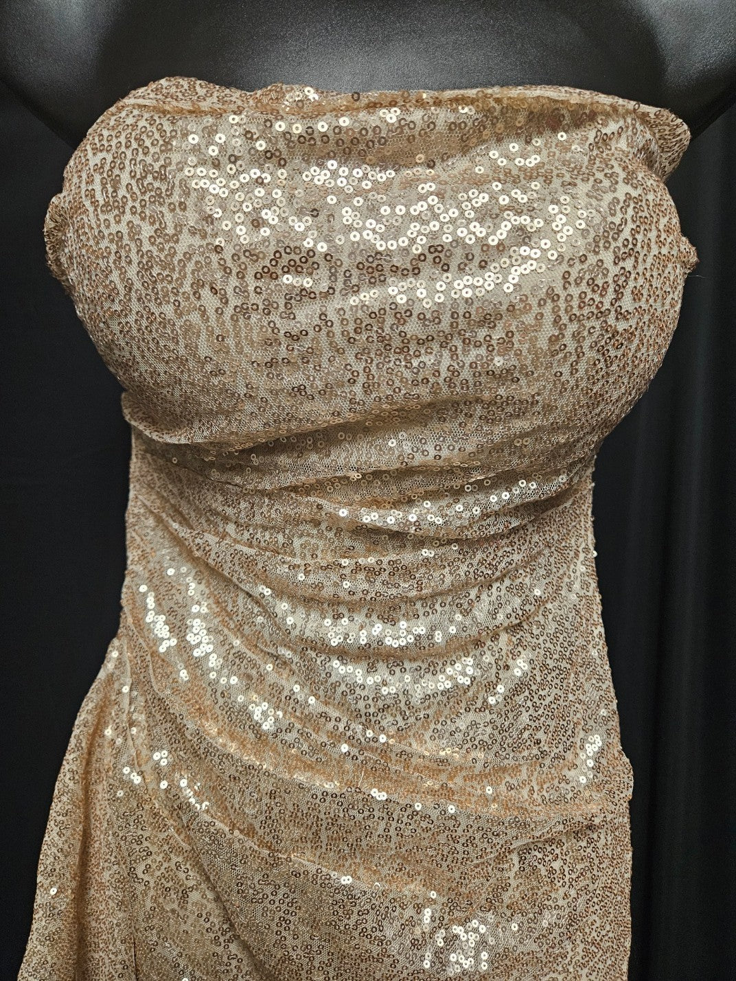 SIZE XS WOMEN'S STRAPLESS GOLD SEQUINED MINI DRESS PROM/COCKTAIL/WEDDING NWT