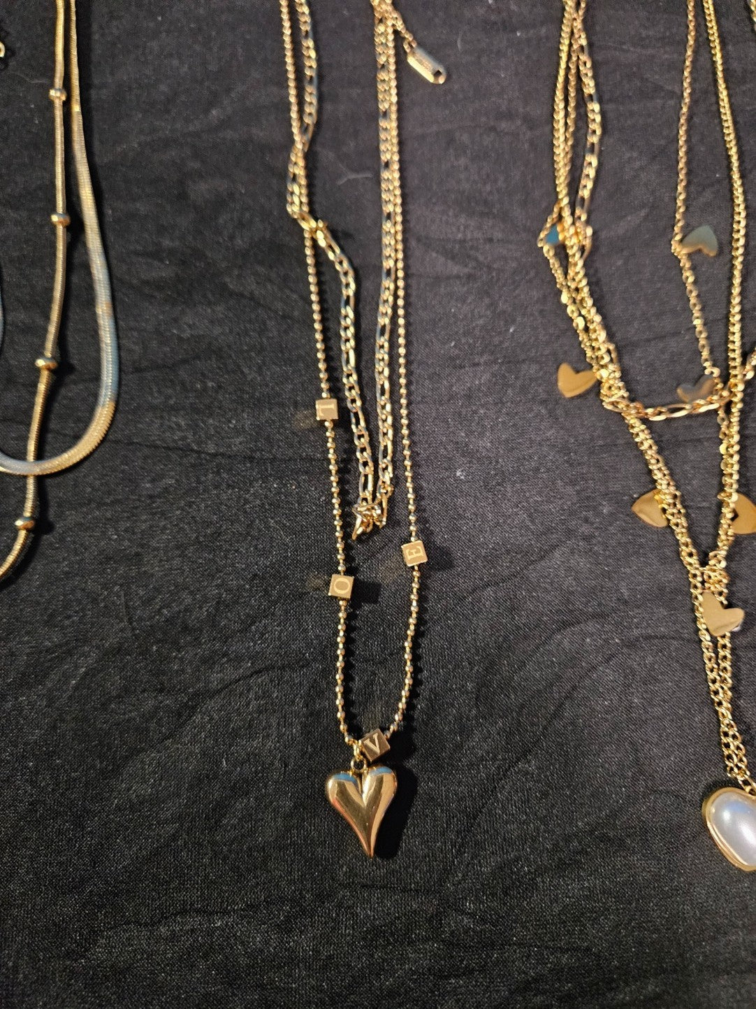 10K GOLD PLATE OVER STAINLESS DOUBLE/TRIPLE STRAND ASSORTED NECKLACE