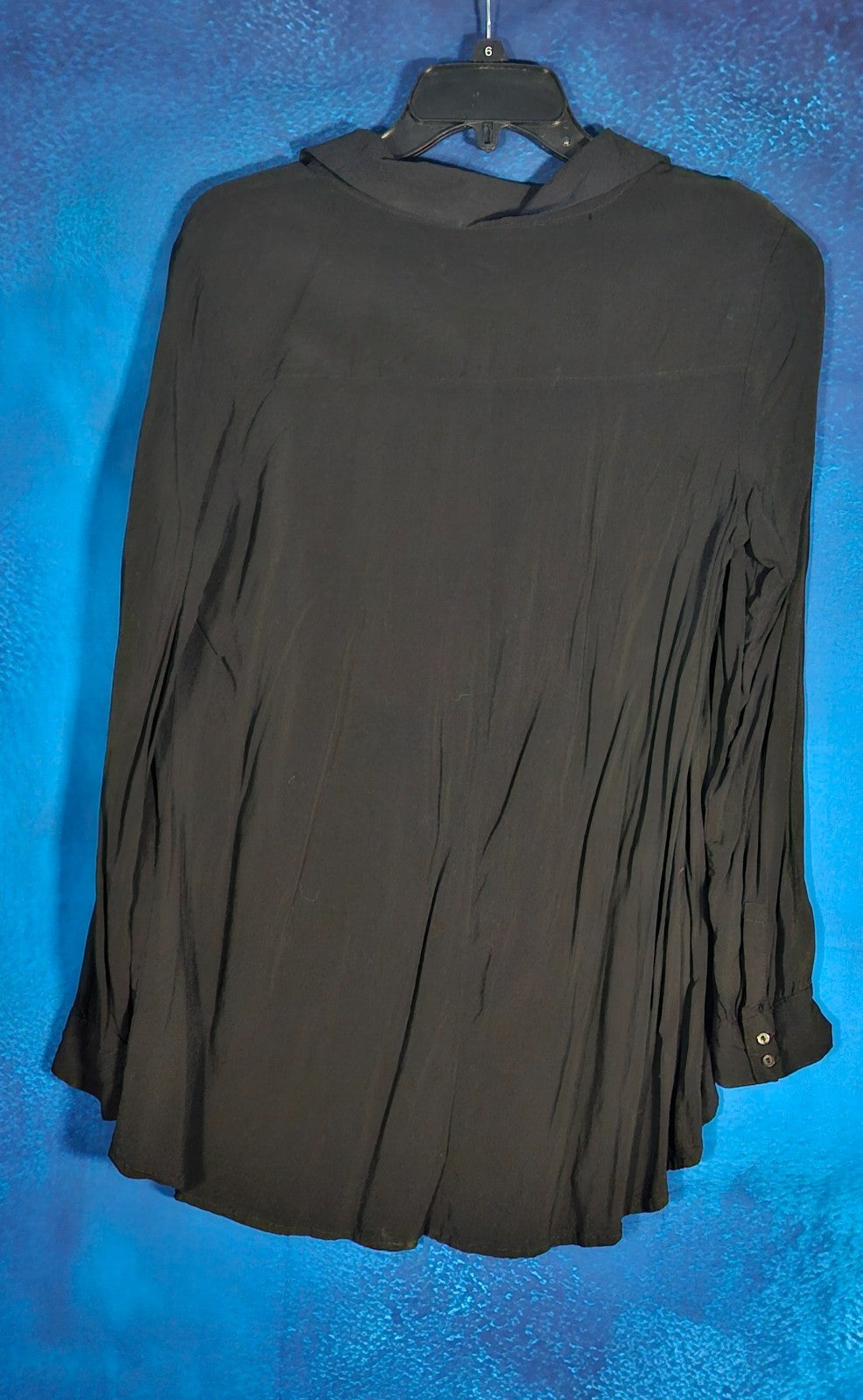 WOMEN'S A.N.A. LARGE BUTTON UP BLACK SHEER SHIRT