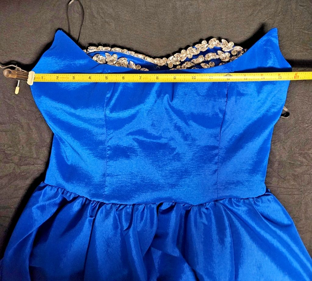 SHEIN STRAPLESS ROYAL BLUE SATIN/BLING FORMAL GOWN SZ M