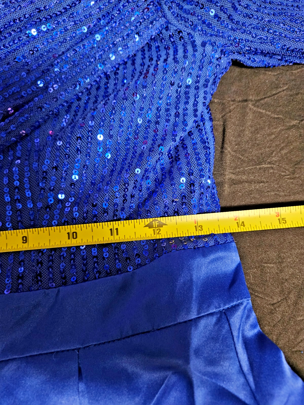 WOMEN'S SZ SM LONG SLEEVE DK BLUE, SEQUINE,ROUCHED,FULLSKIRT EVENING GOWN NWOT