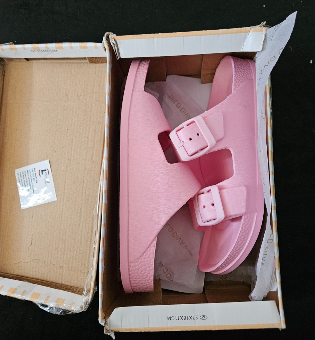Women's Wild Diva Lounge Pink EVA double buckle slide sandals Size 6 new in box