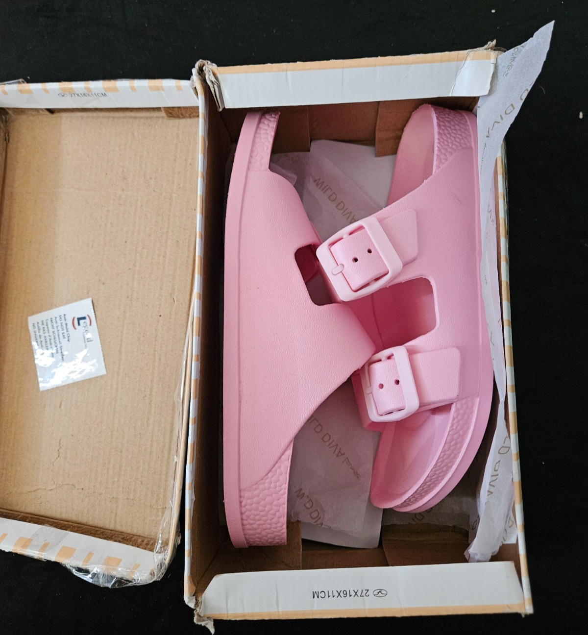 Women's Wild Diva Lounge Pink EVA double buckle slide sandals Size 6 new in box
