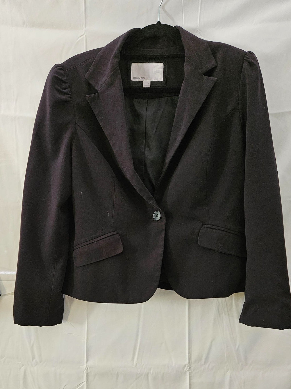 Old Navy Classic Black Blazer Womens L One Button Stretch Cotton Career Work
