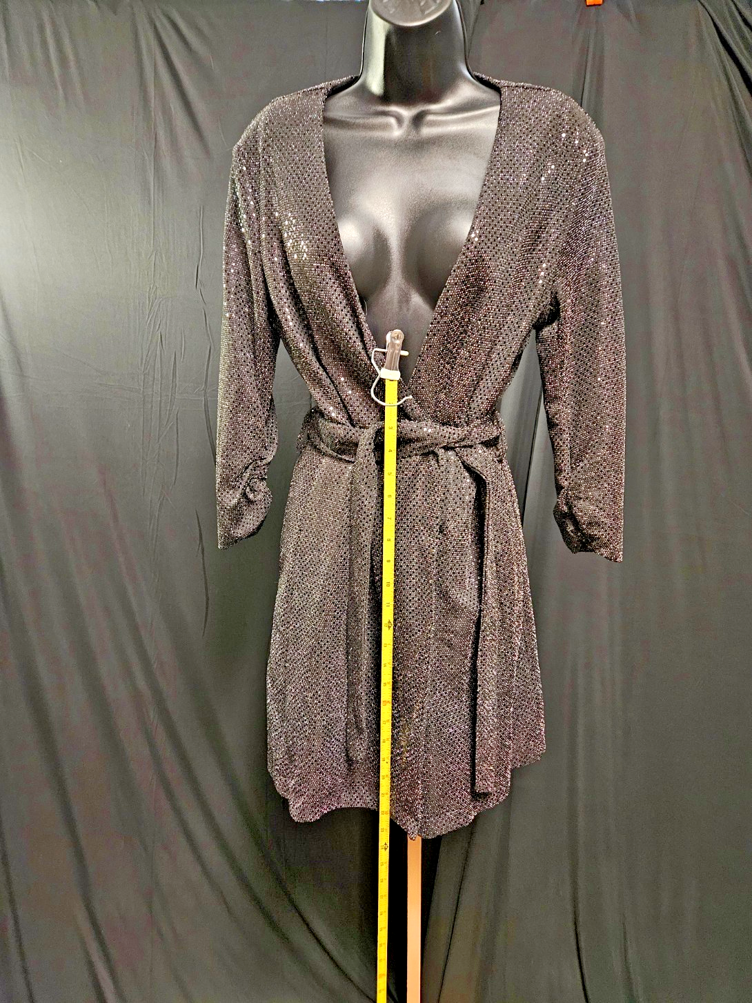 IDEM DITTO SZ L BLACK SEQUINED COAT DRESS/COCKTAIL DRESS