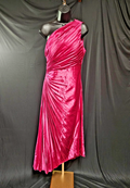 WOMEN'S SIZE 8 DARK PINK SATIN ONE SHOULDER RUCHED GOWN NWOT