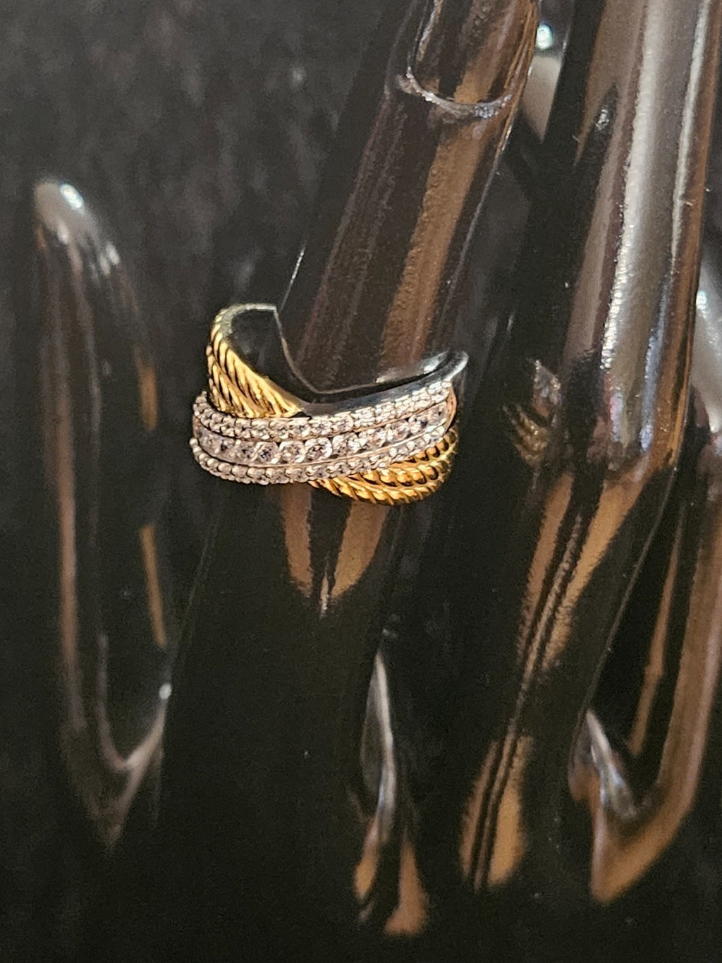 925 STERLING SILVER/GOLD FILL CUBIC ZIRCONIA CRISS/CROSS BAND SIZE 6 JCL LLC.
