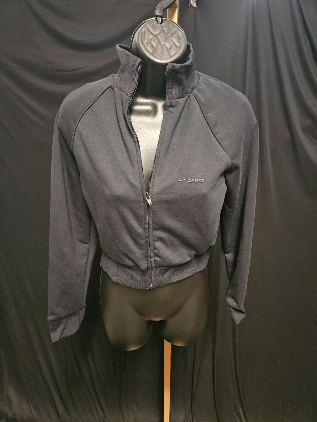 SKIMS/NIKE BLACK MATTE TRICOT  CROP JACKET XS NWOT