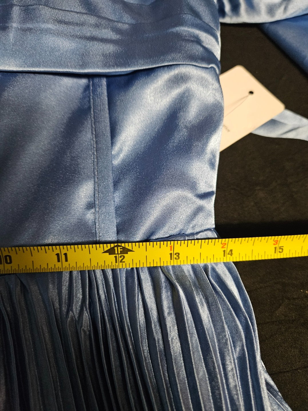 FAERIESTY LONG SLEEVE CORSET/ZIP BACK SIZE SMALL BLUE SATIN PLEATED GOWN NWT
