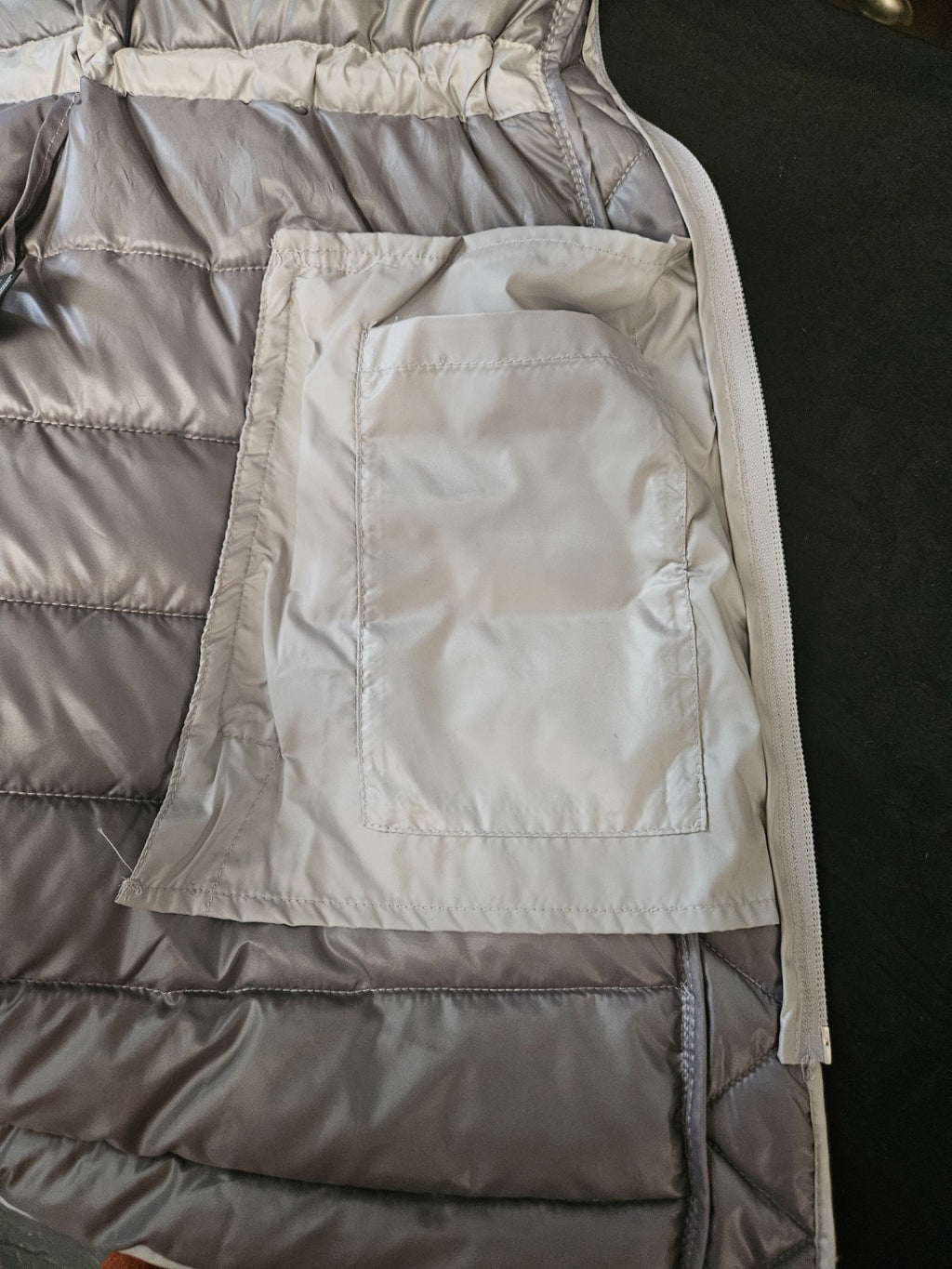 KENNETH COLE SILVER QUILTED ANORAK JACKET SIZE M DRAWSTRING WAIST NWT