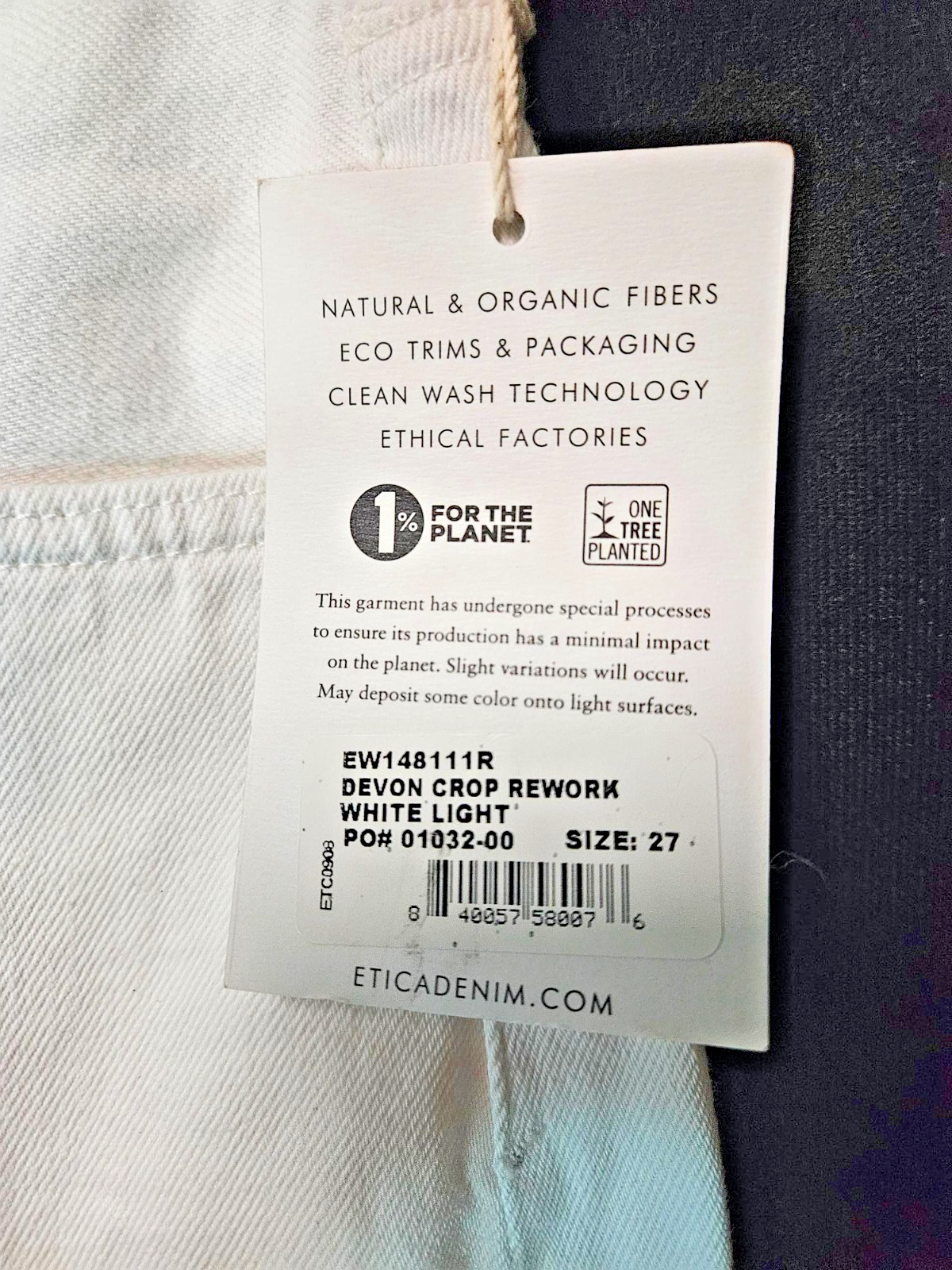 Women's ETICA Jeans Natural (beige) Size 27 x 30 DEVON Baggy style