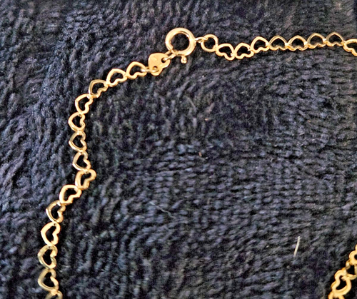 10K  SOLID YELLOW GOLD 2 PC. HEART LINK BRACELET 7.5 IN /NECKLACE 18 IN.