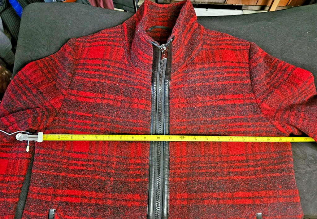 NWT RED/BLK PLAID PENDLETON WOOL ZIP UP FALL JACKET