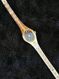VINTAGE LADIES YELLOW GOLD FILL/ STAINLESS DIAMOND QUARTZ WATCH NEW BATTERY