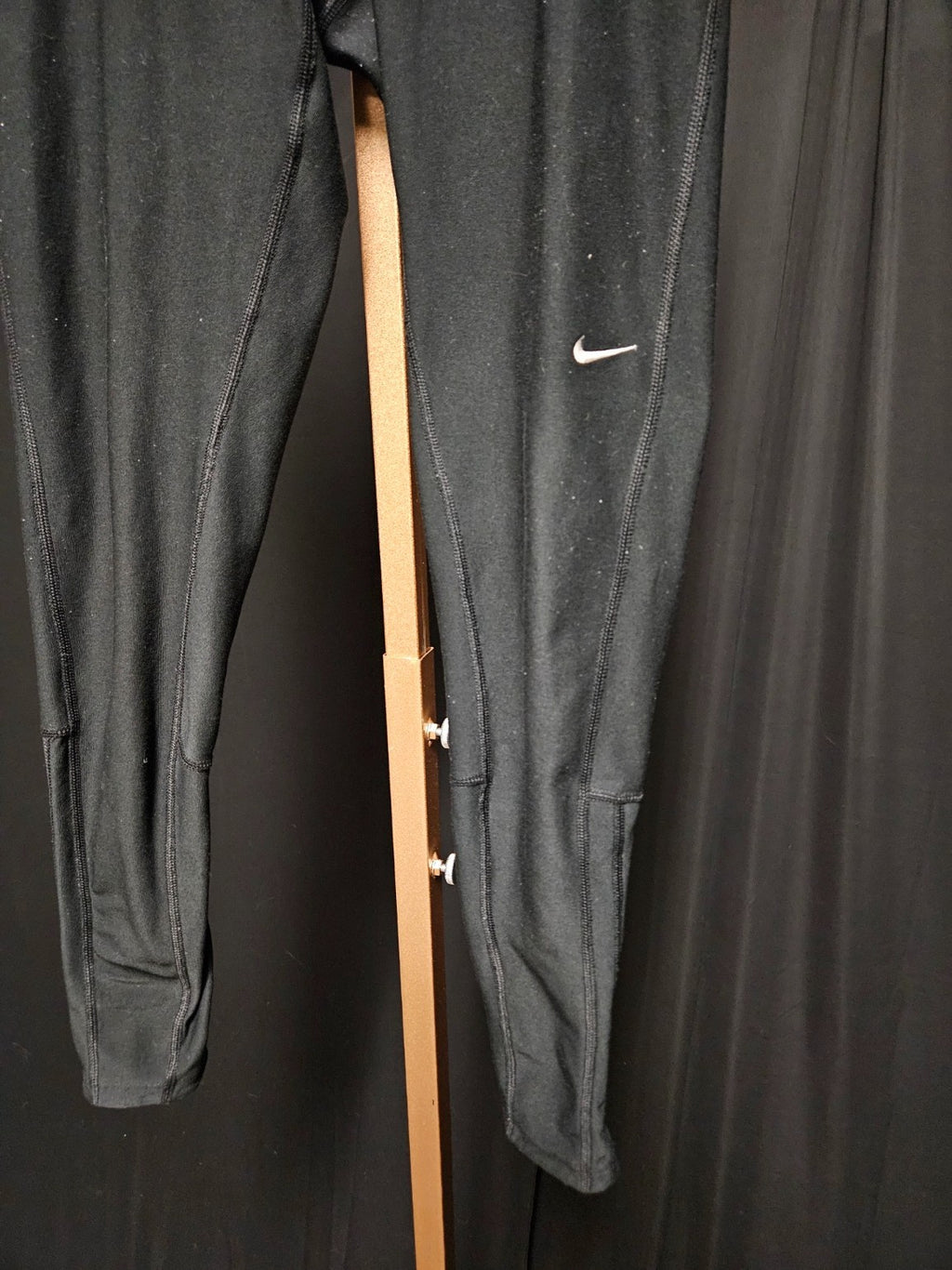 NIKE DRI-FIT SZ S BLACK ZIP LEG ATHLETIC RUNNING PANTS USED