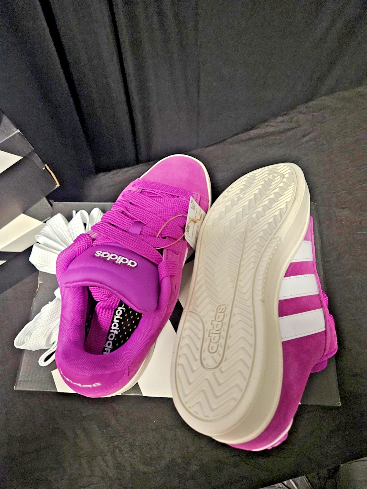 WOMEN'S ADIDAS SIZE 7 GRAND COURT ALPHA SZ 7 PURPLE/PINK TENNERS NIB XTRA LACES