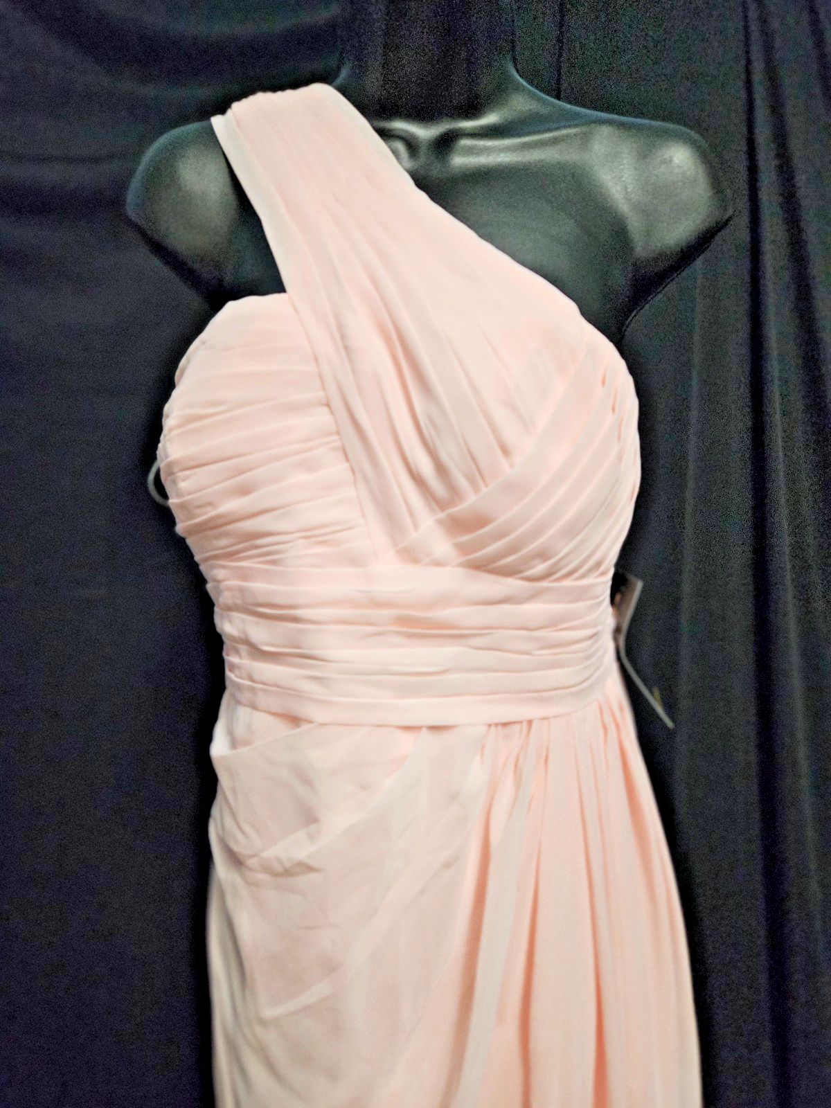 WOMEN'S SZ 10 PINK ONE SHOULDER CHIFFON PROM/FORMAL/BRIDESMAID GOWN NWT
