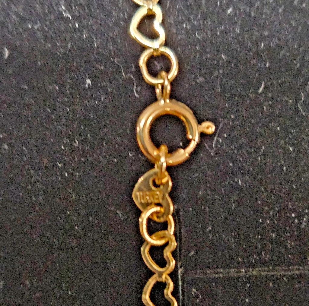10K  SOLID YELLOW GOLD 2 PC. HEART LINK BRACELET 7.5 IN /NECKLACE 18 IN.