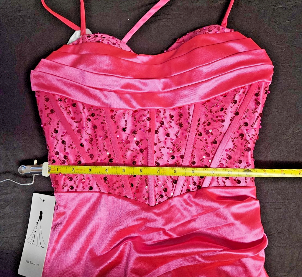 Bright Pink Short Sequined Prom/Cocktail DRESS SZ 0 (XS)