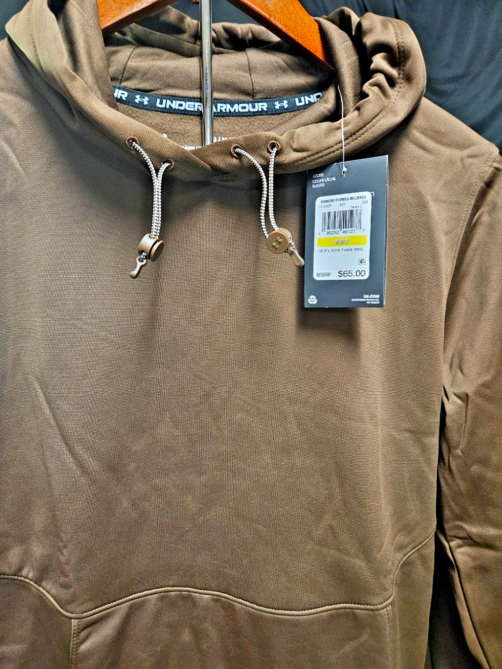 UNDERARMOR WOMEN SIZE M LOOSE BROWN HOODIE W/TOGGLES NWT