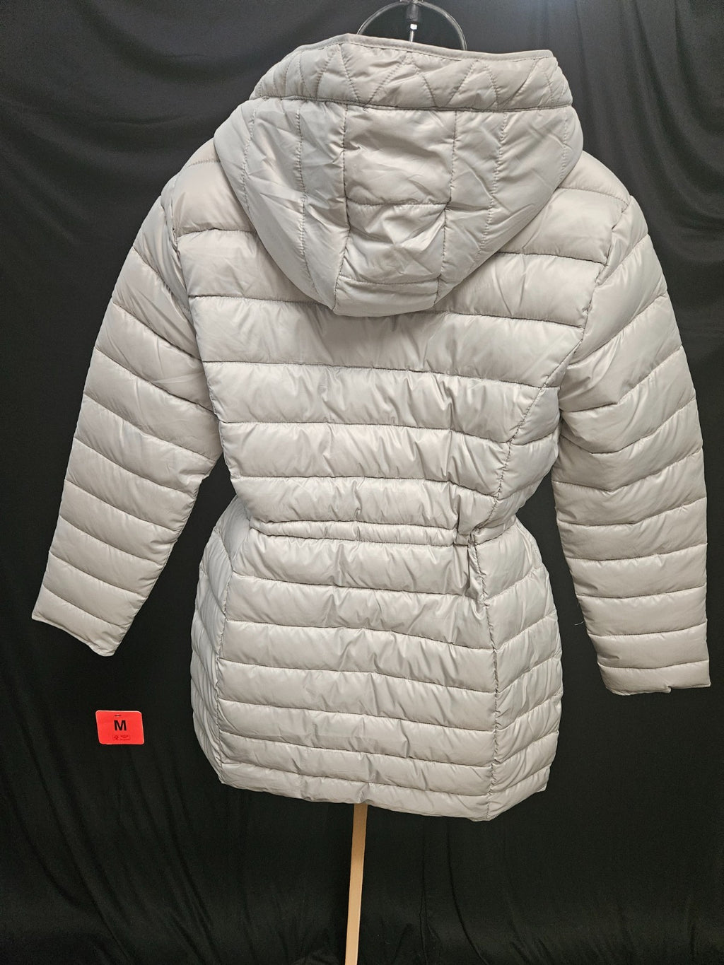 KENNETH COLE SILVER QUILTED ANORAK JACKET SIZE M DRAWSTRING WAIST NWT