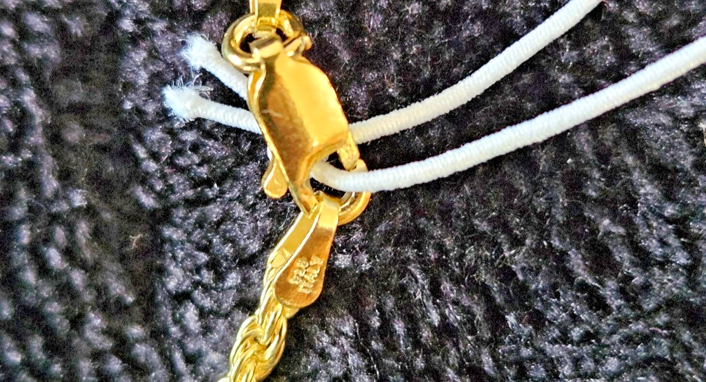 14K YELLOW GOLD OVER SILVER SOLID ROPE 16 in. CHAIN NECKLACE 2.5 mm