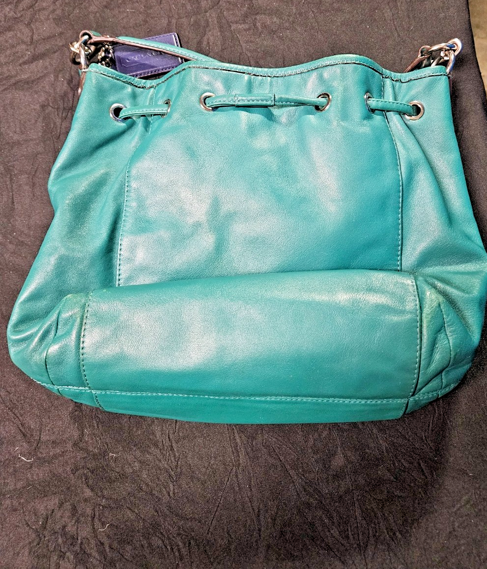 COACH F25661  DAISY DRAWSTRING TEAL LEATHER  SHOULDER BAG W/ SHORT STRAP ONLY
