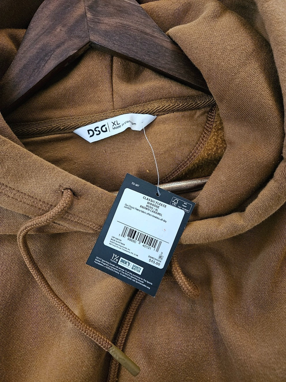 MEN'S DSG ACTIVE SZ XL ACTIVE HOODIE CARMEL BROWN NWT