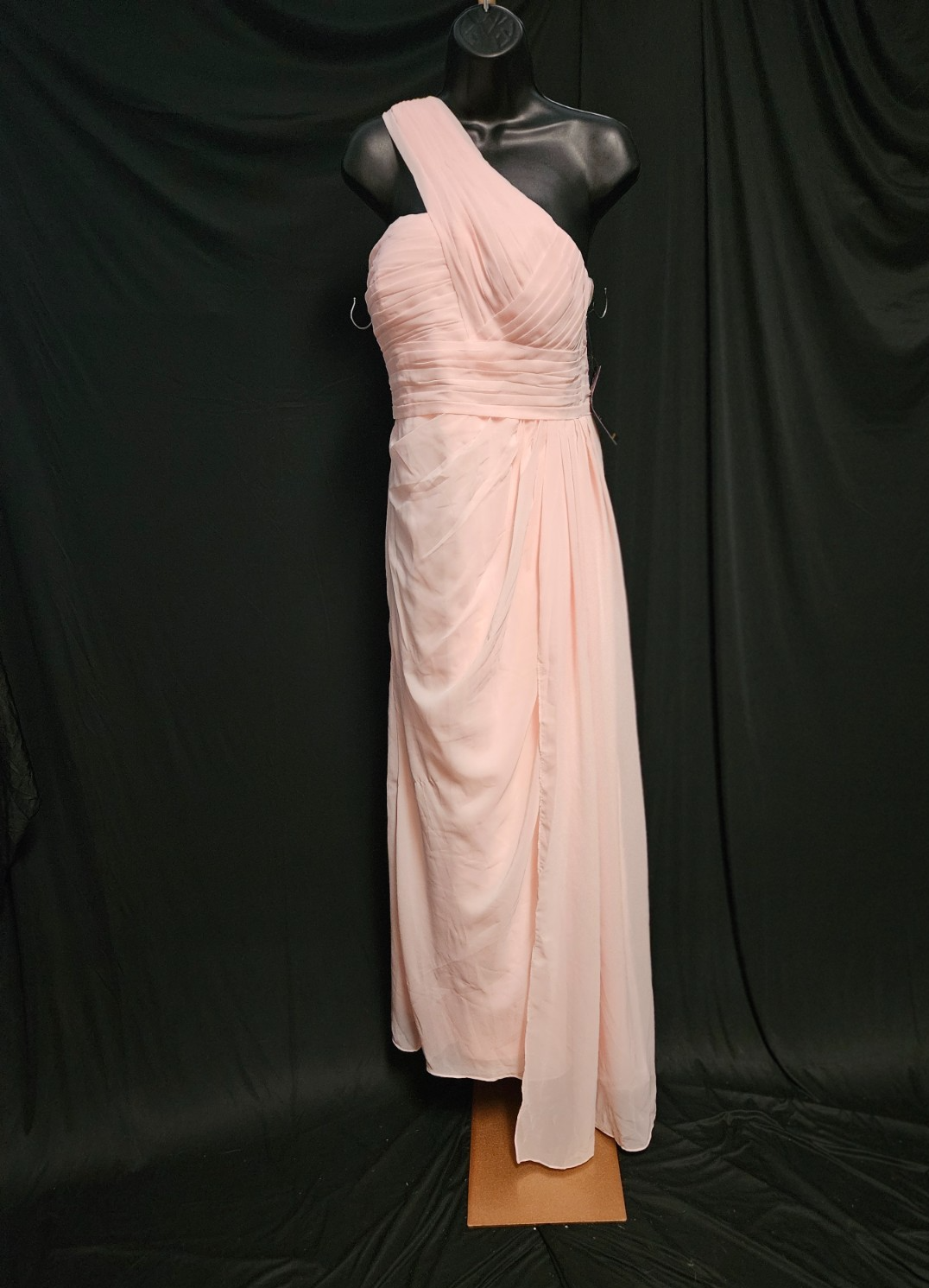 WOMEN'S SZ 10 PINK ONE SHOULDER CHIFFON PROM/FORMAL/BRIDESMAID GOWN NWT