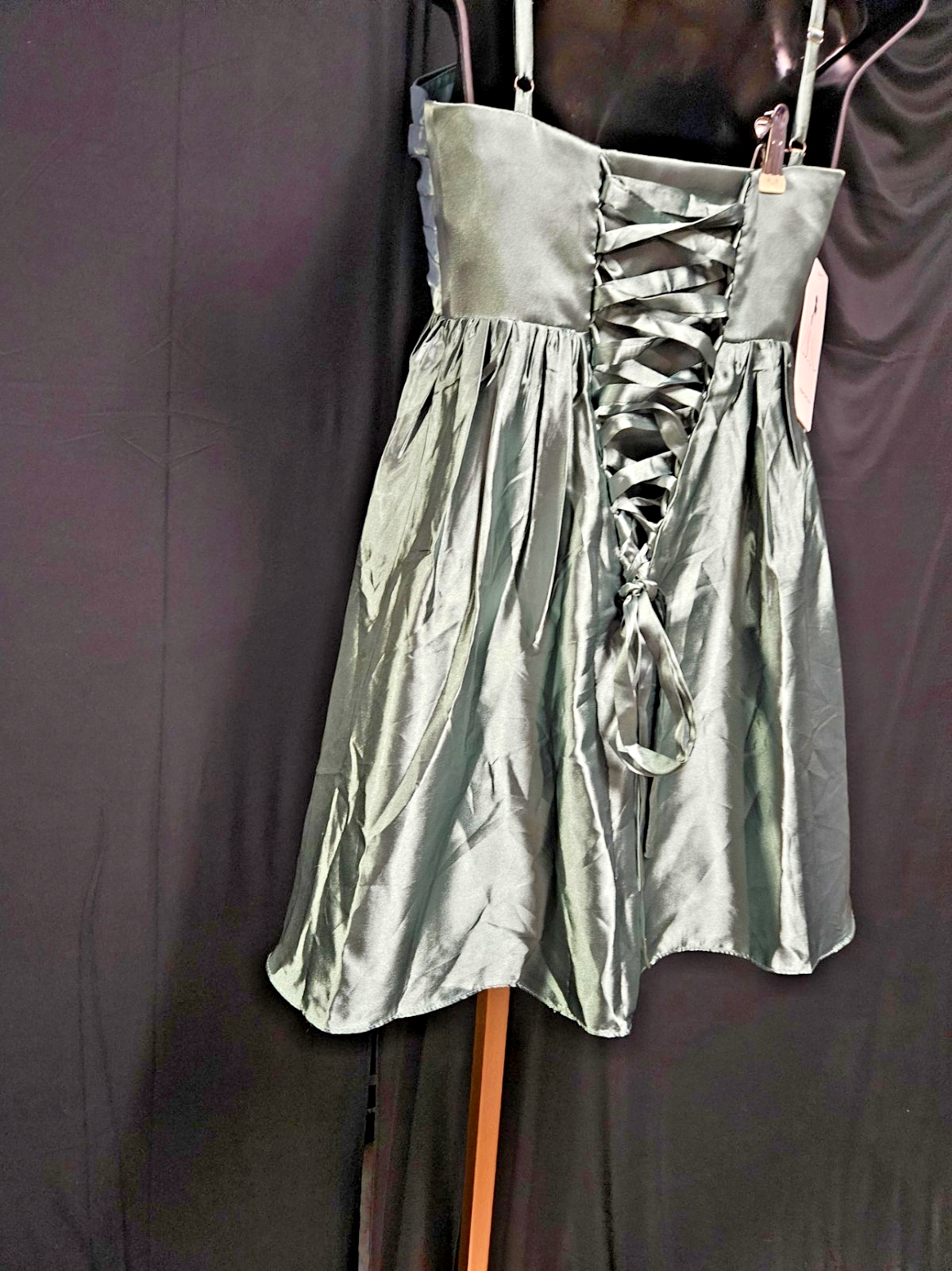 SAGE GREEN SATIN BABYDOLL FORMAL/COCKTAIL/PROM DRESS SIZE 4