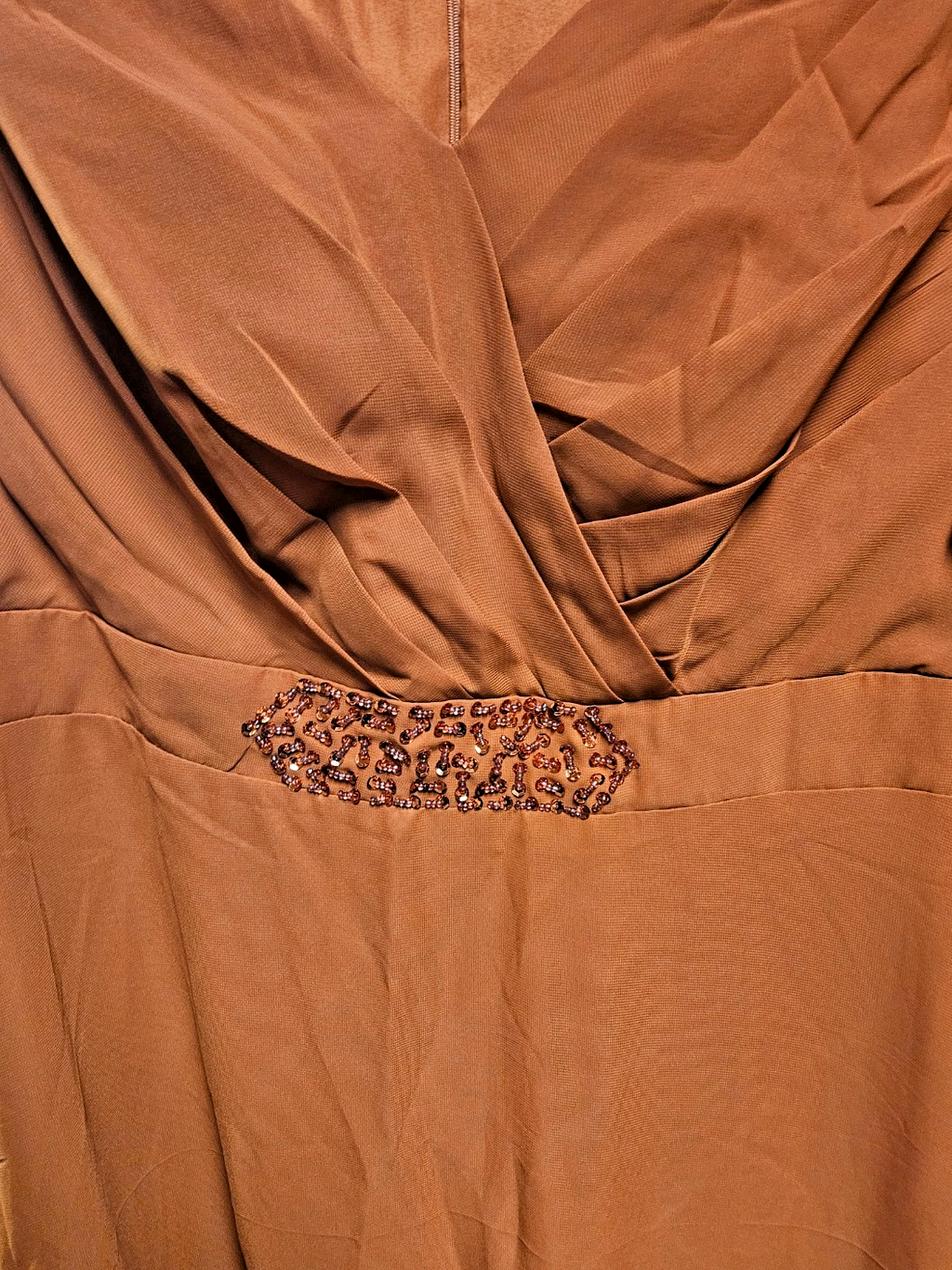 WOMEN'S SIZE 18 CINNAMON CHIFFON BEAD & EMBROIDER MAXI GOWN FORMAL/PROM NWT