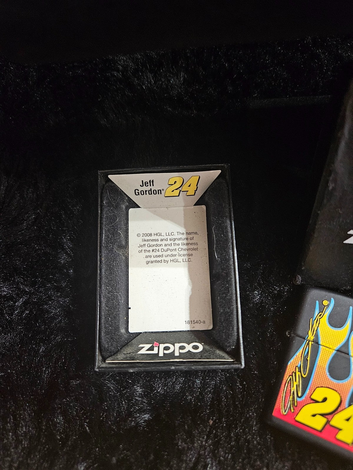 2004 JEFF GORDON #24 FLAMES NASCAR ZIPPO LIGHTER  IN BOX UNUSED WITH SOME FLAWS