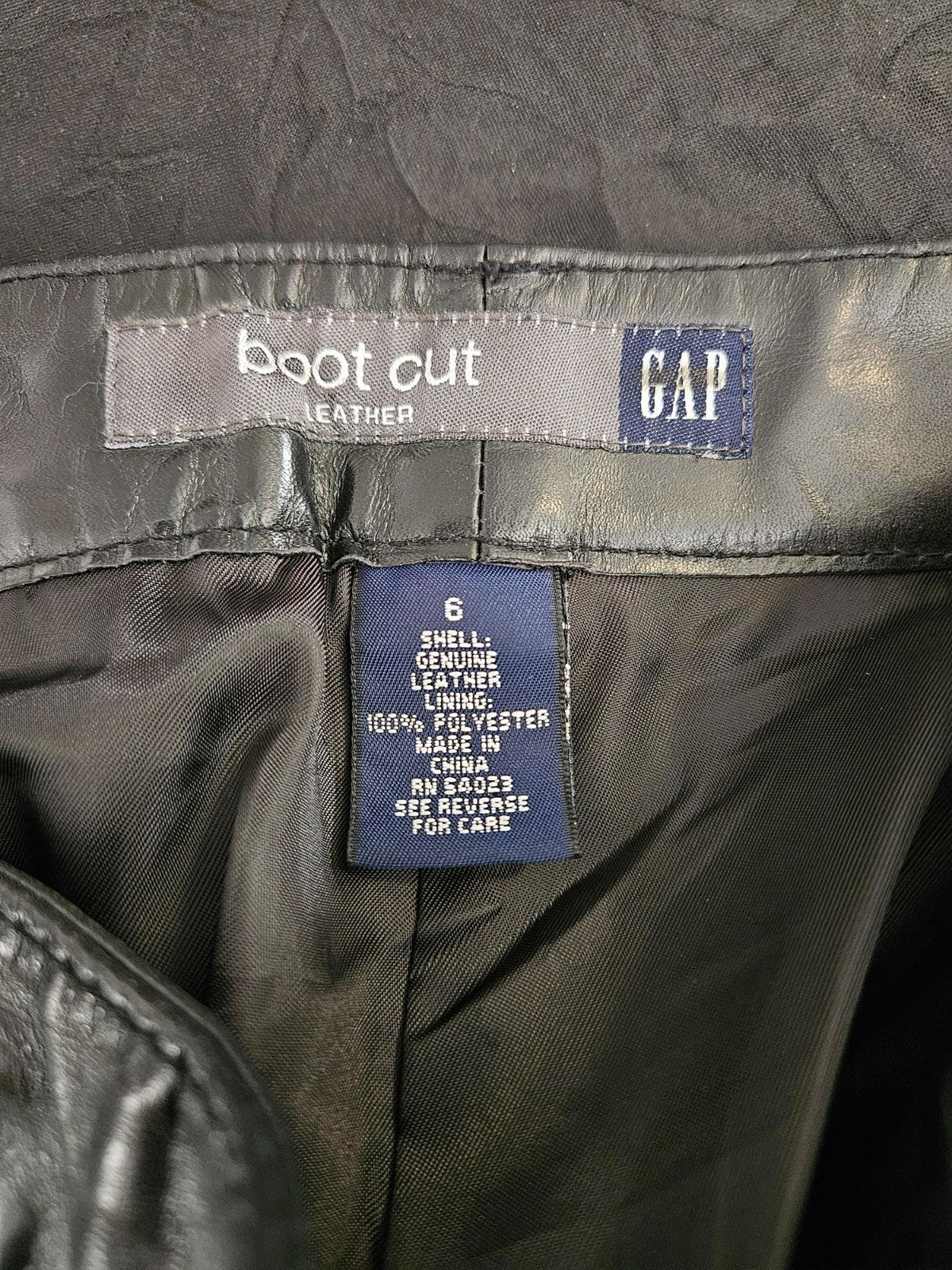 Women's GAP black leather bootcut pants (not vegan) Size 6