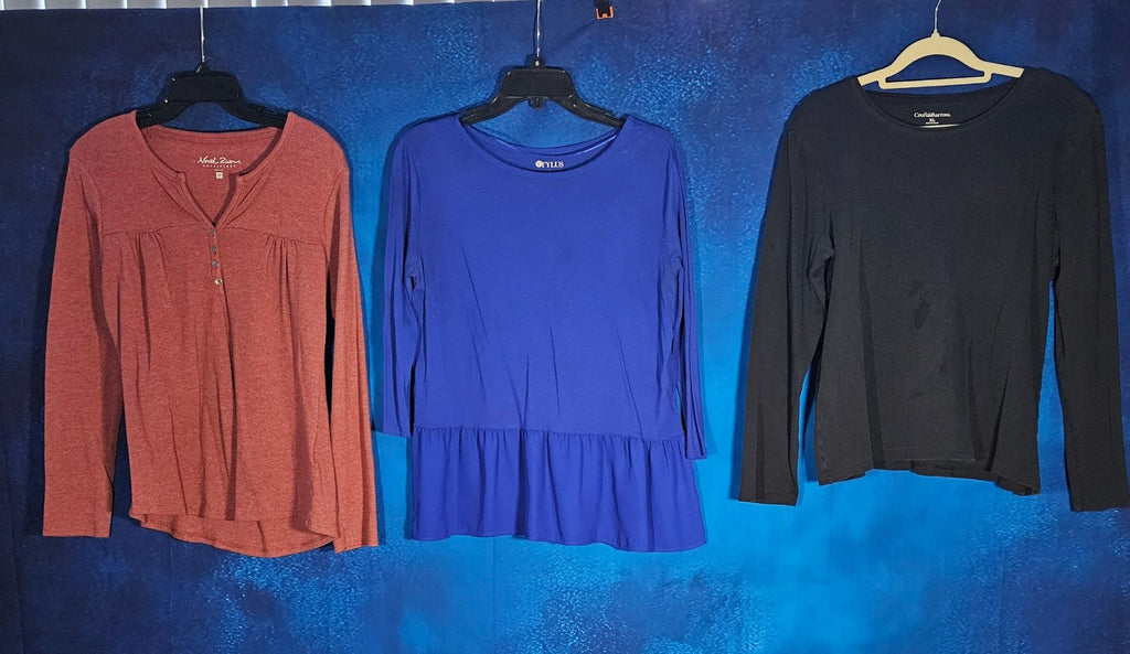 WOMEN'S M, L, XL TUNIC SHIRT BUNDLE NORTH RIVER, STYLUS, CROFT&BARROW FIT LIKE M