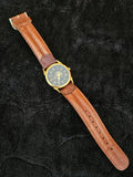 UNISEX VINTAGE TRIBAL ART-INSPIRED GOLD TONE WATCH LEATHER BAND BEAR DESIGN