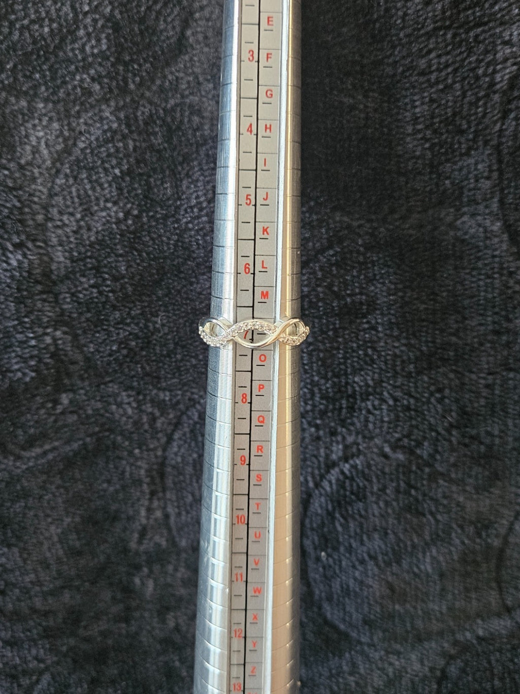 WOMEN'S SIZE 7 PURE SILVER/BRASS CUBIC ZIRCONIA CROSSOVER BAND
