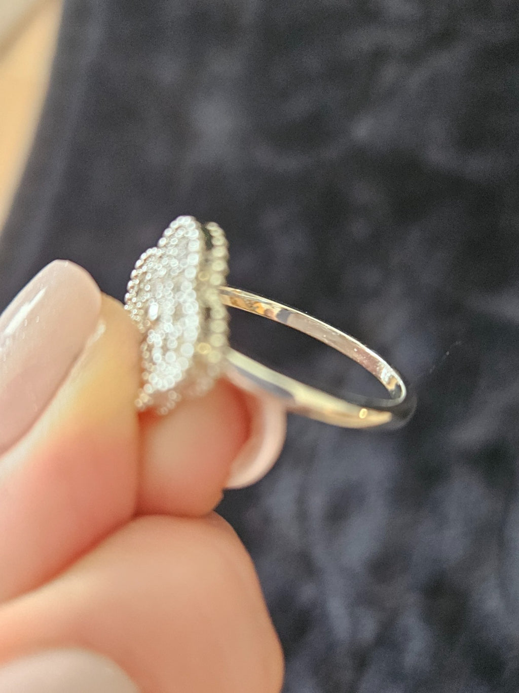CUBIC ZIRCONIA PURE SILVER OVER BRASS CLOVER COCKTAIL RING SIZE 9
