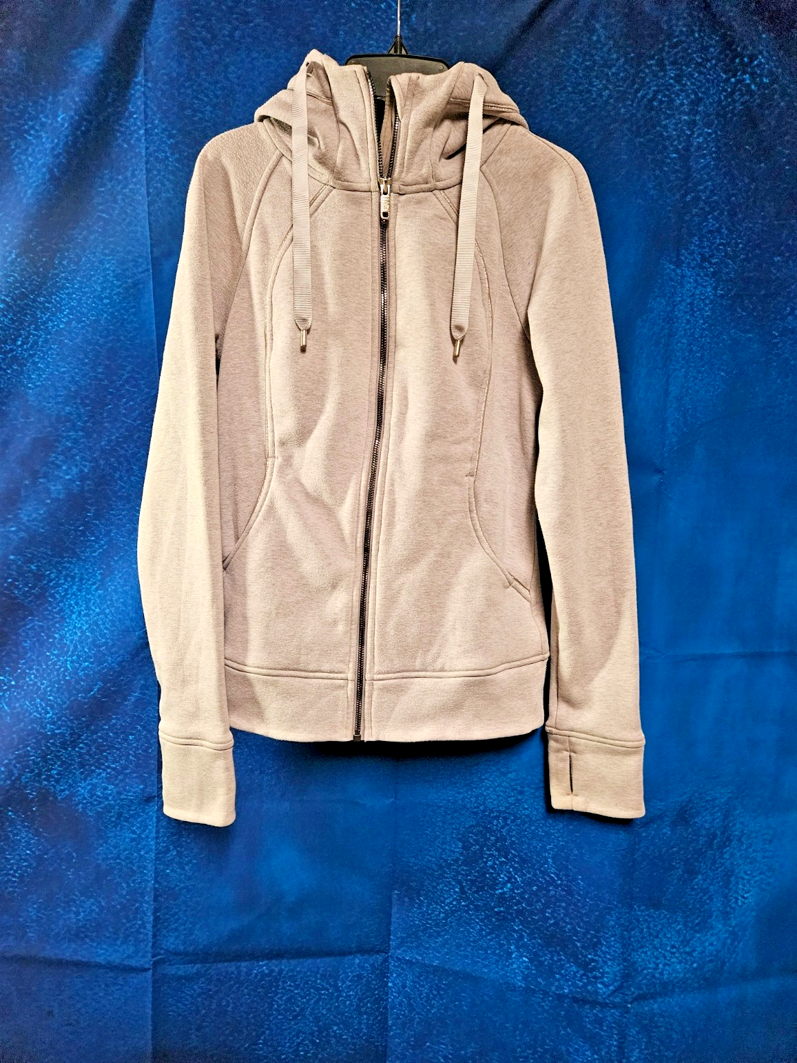 LULULEMON SIZE 4 ALIGN FULL ZIP HOODED FLEECE LINED SILVER TRIM JACKET LAVENDER