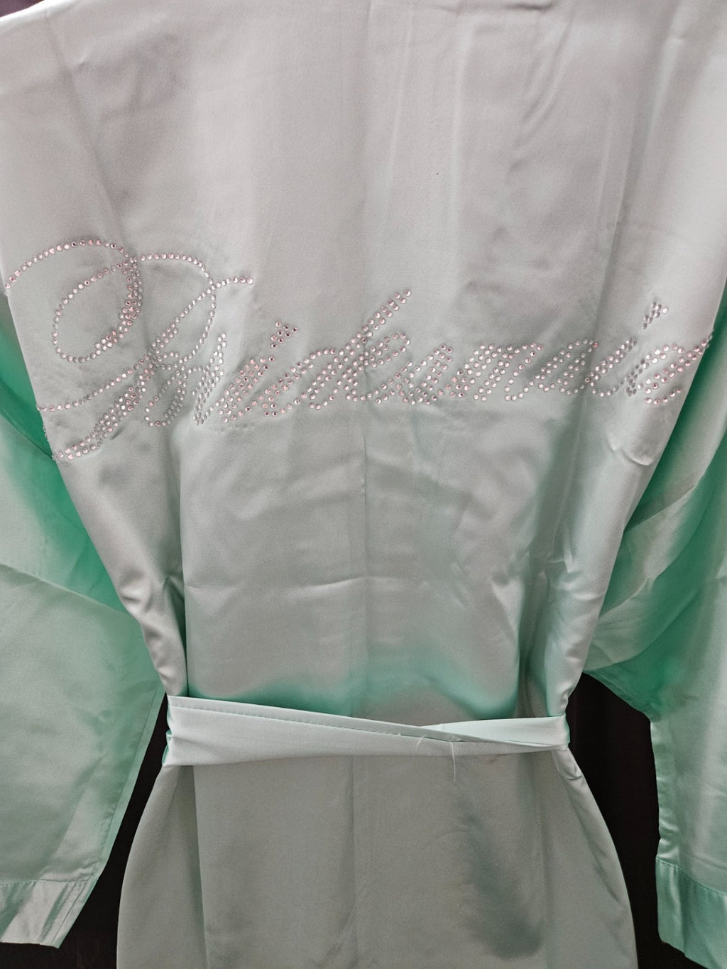 THE BUND AQUAMARINE SATIN/RHINESTONE SZ S BRIDESMAID ROBE & BRIDE TRIBE CUP NWT