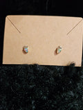 NATIVE AMERICAN 12K GF OVER STERLING OPAL BEAR PAW EARRINGS VERY SMALL!