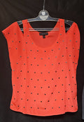 Women's Size Medium Orange Studded Cold Shoulder Blouse Rock & Republic Brand