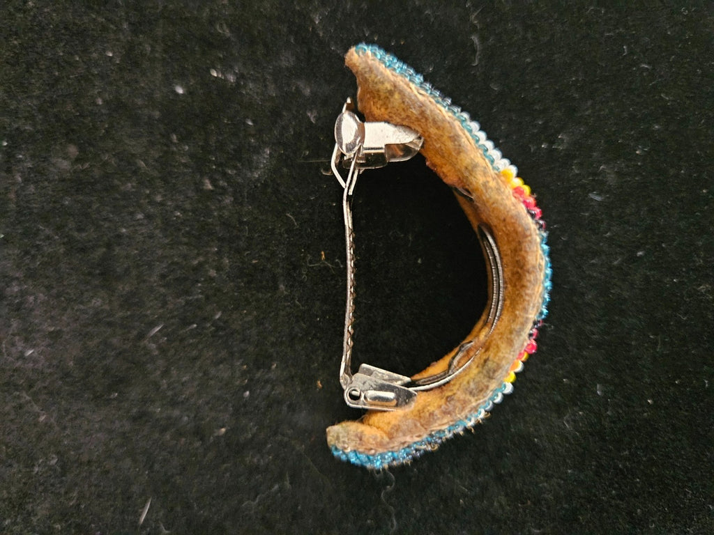NATIVE AMERICAN NAVAJO LOOM BEADED ON LEATHER PONYTAIL BARRETTE GREEN