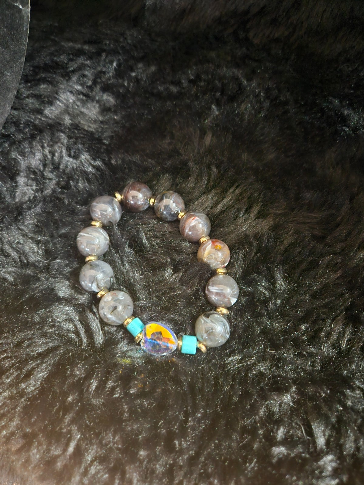 OFF PARK COLLECTION MULTI COLORED RESIN&CRYSTAL GOLD PLATED SET OF BEAD BRACELET