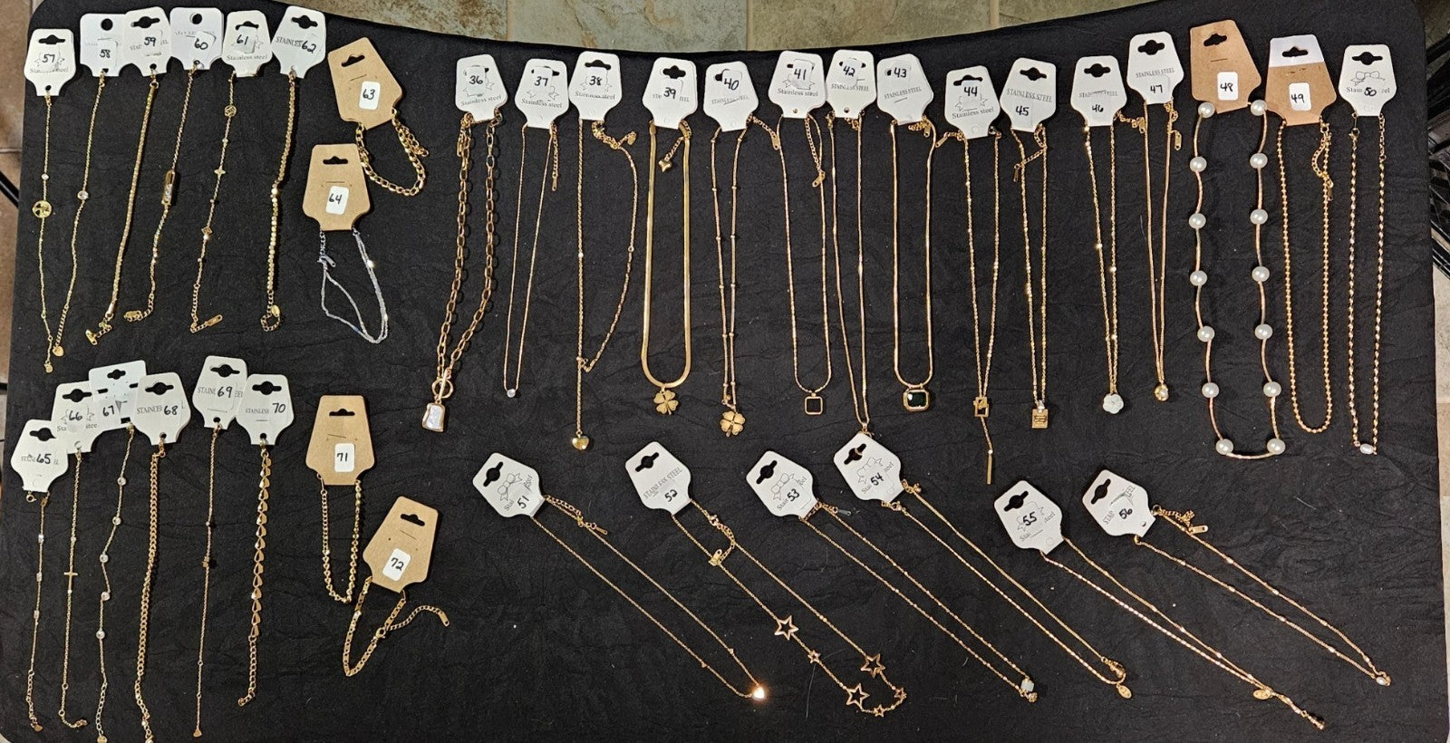 10k YELLOW GOLD PLATED OVER STAINLESS  ASST. NECKLACE & BRACELET YOU PICK #