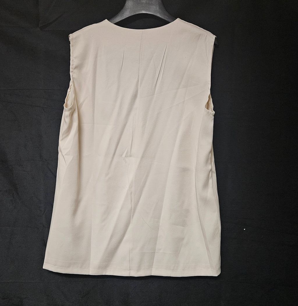 Women's beige one button LARGE oversized vest unbranded