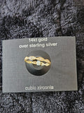 14K YELLOW GOLD OVER SILVER CUBIC ZIRCONIA BAND SIZE 8