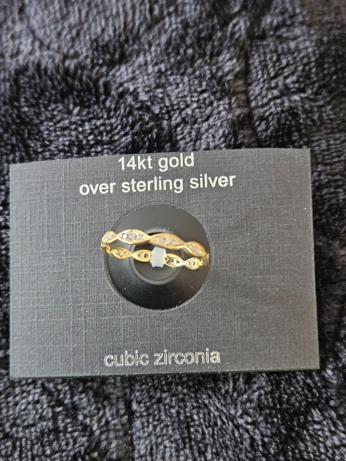 14K YELLOW GOLD OVER SILVER CUBIC ZIRCONIA BAND SIZE 8