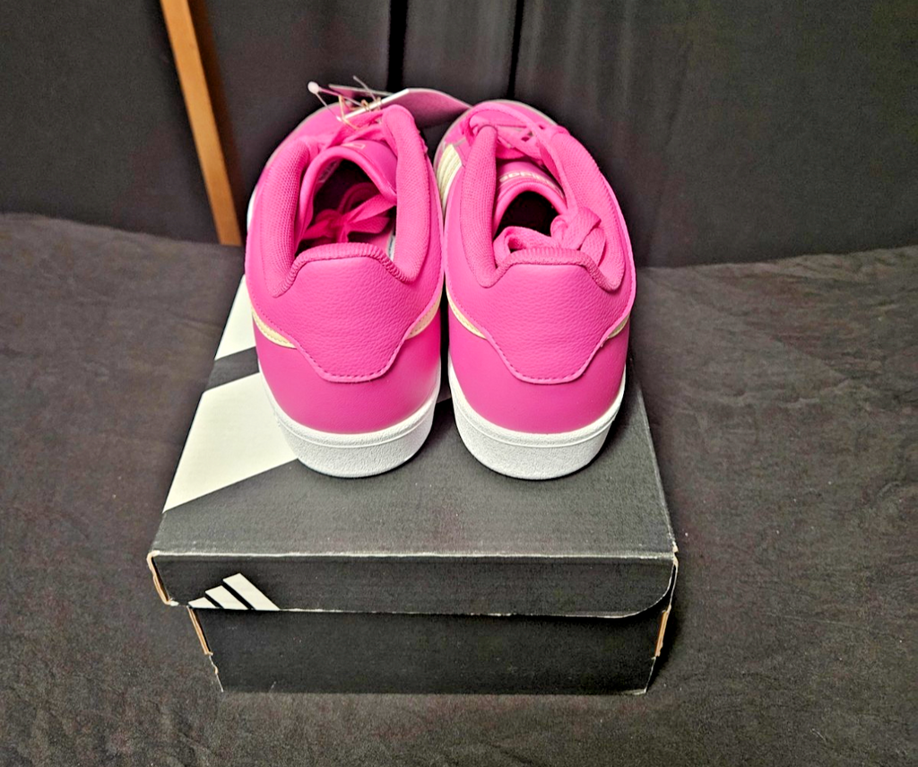 WOMEN'S ADIDAS HOOPS 4.0 JR6713 BASKETBALL TENNERS PINK/BEIGE STRIPE SIZE 7 NIB