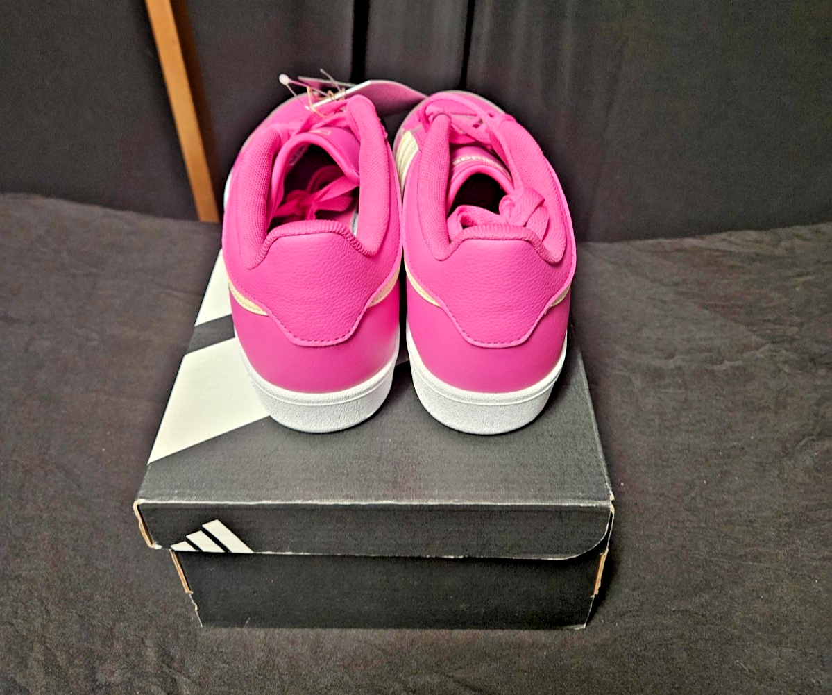 WOMEN'S ADIDAS HOOPS 4.0 JR6713 BASKETBALL TENNERS PINK/BEIGE STRIPE SIZE 7 NIB