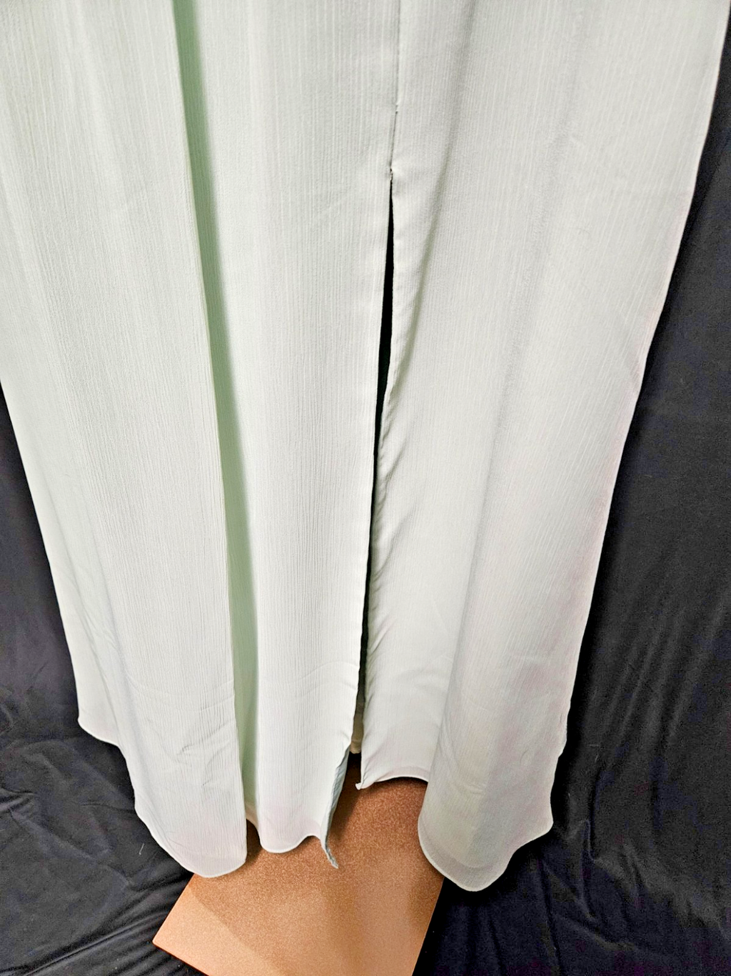 DAVID'S BRIDAL LONG CRINKLE CHIFFON GOWN IN MEADOW, RHINESTONE SIZE 12 NWT